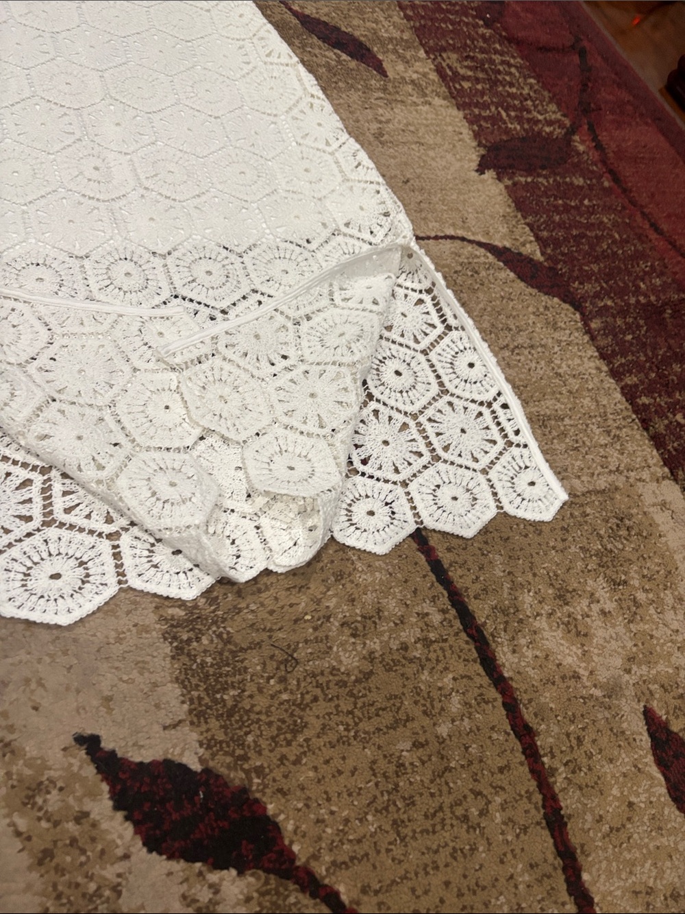 New York & Company White Crochet Hexagon Midi Skirt - Picture 6 of 6